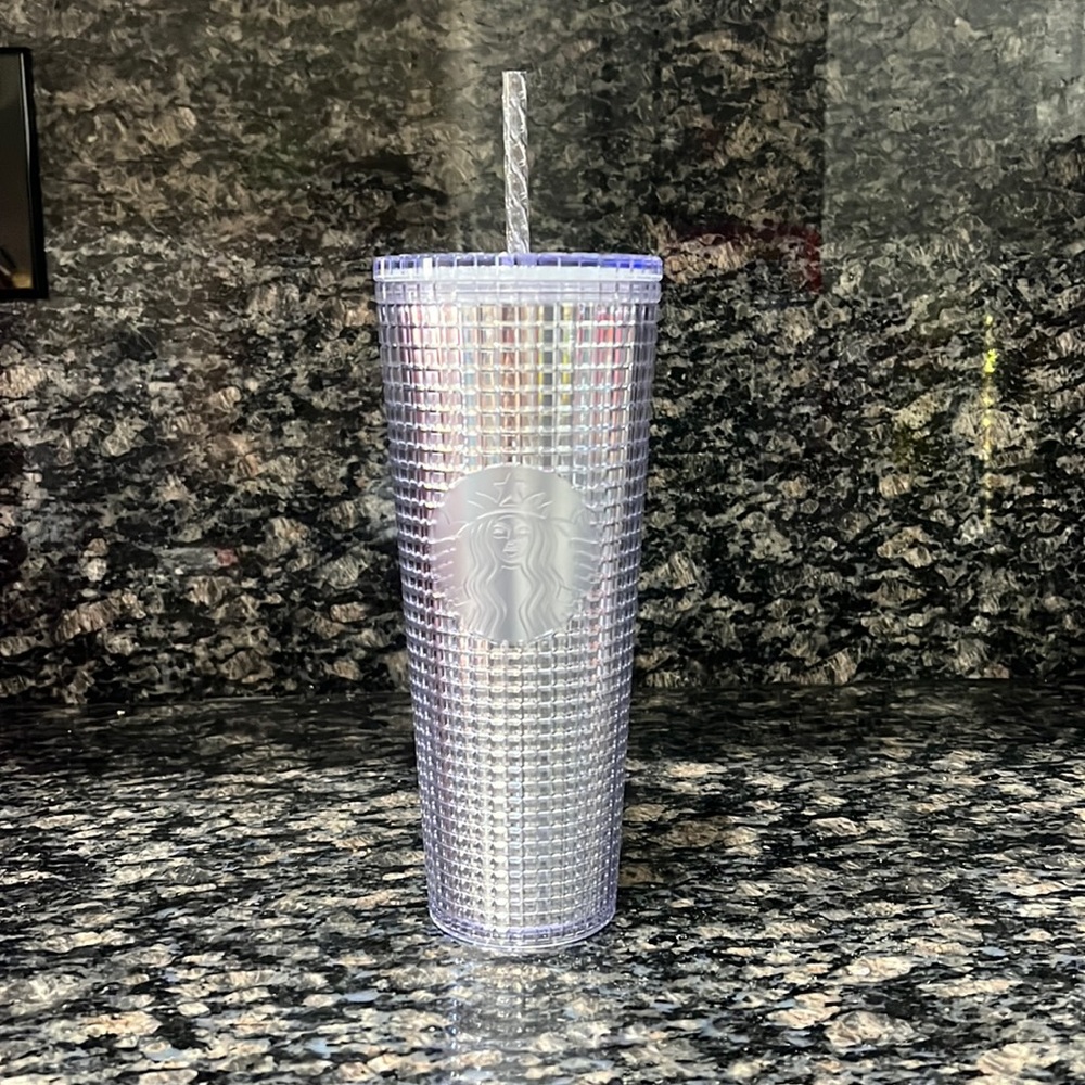 Silver Starbucks tumbler